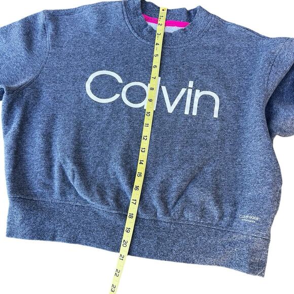 Calvin Klein oversized Crop sweatshirt, gray Calvin on front women's size XL - Picture 3 of 6